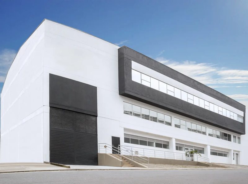 Fachada da fábrica da Duas Rodas na Colômbia